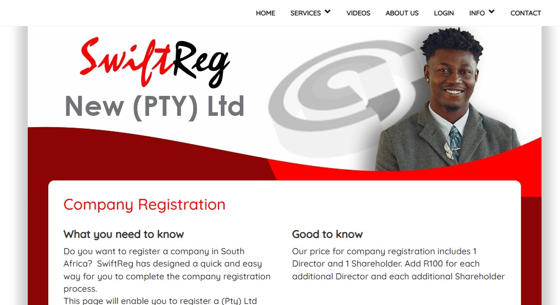 Swiftreg service detail page